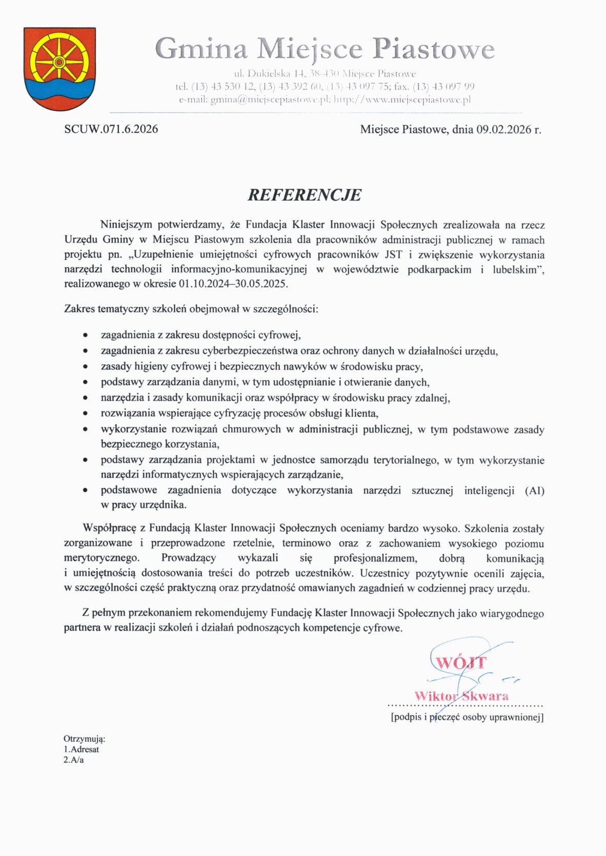 Referencja - Gmina Miejsce Piastowe